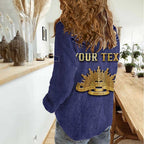 Personalised ANZAC Day Women Casual Shirt Poppy Flowers Ripped Fabric Effect