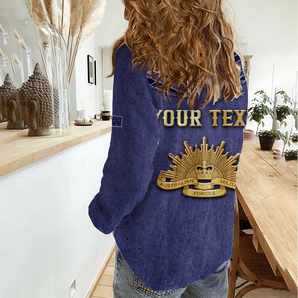 Personalised ANZAC Day Women Casual Shirt Poppy Flowers Ripped Fabric Effect