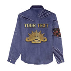 Personalised ANZAC Day Women Casual Shirt Poppy Flowers Ripped Fabric Effect