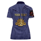 Personalised ANZAC Day Women Polo Shirt Poppy Flowers Ripped Fabric Effect