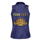 Personalised ANZAC Day Women Sleeveless Polo Shirt Poppy Flowers Ripped Fabric Effect