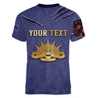 Personalised ANZAC Day Women V-Neck T-Shirt Poppy Flowers Ripped Fabric Effect