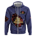 Personalised ANZAC Day Zip Hoodie Poppy Flowers Ripped Fabric Effect