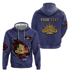 Personalised ANZAC Day Zip Hoodie Poppy Flowers Ripped Fabric Effect