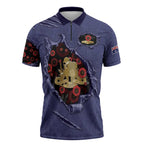 Personalised ANZAC Day Zipper Polo Shirt Poppy Flowers Ripped Fabric Effect