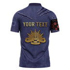 Personalised ANZAC Day Zipper Polo Shirt Poppy Flowers Ripped Fabric Effect