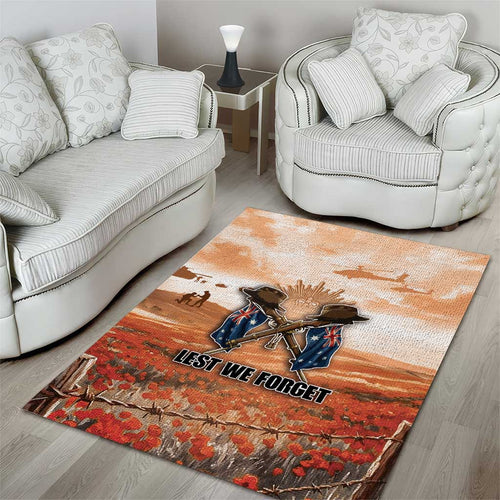 ANZAC Day Area Rug Commemorative Soldier Tribute