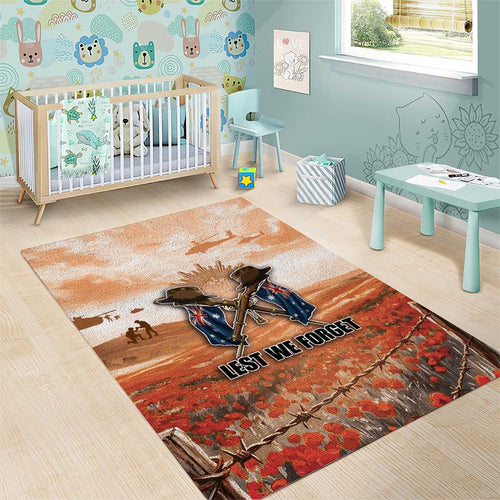 ANZAC Day Area Rug Commemorative Soldier Tribute