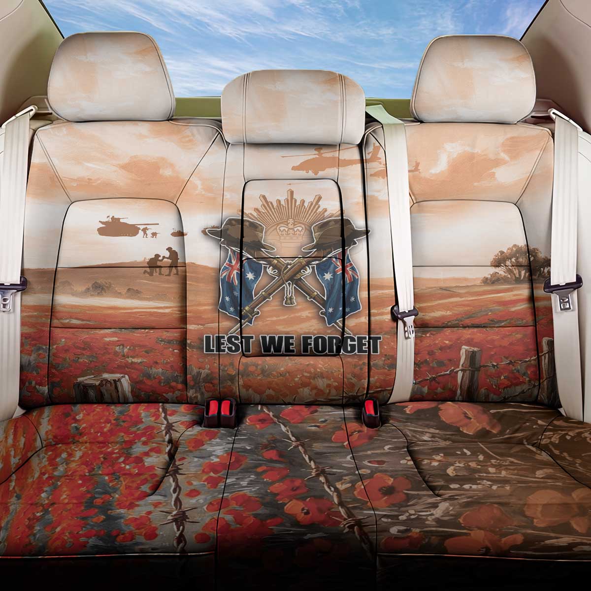 ANZAC Day Back Car Seat Cover Commemorative Soldier Tribute