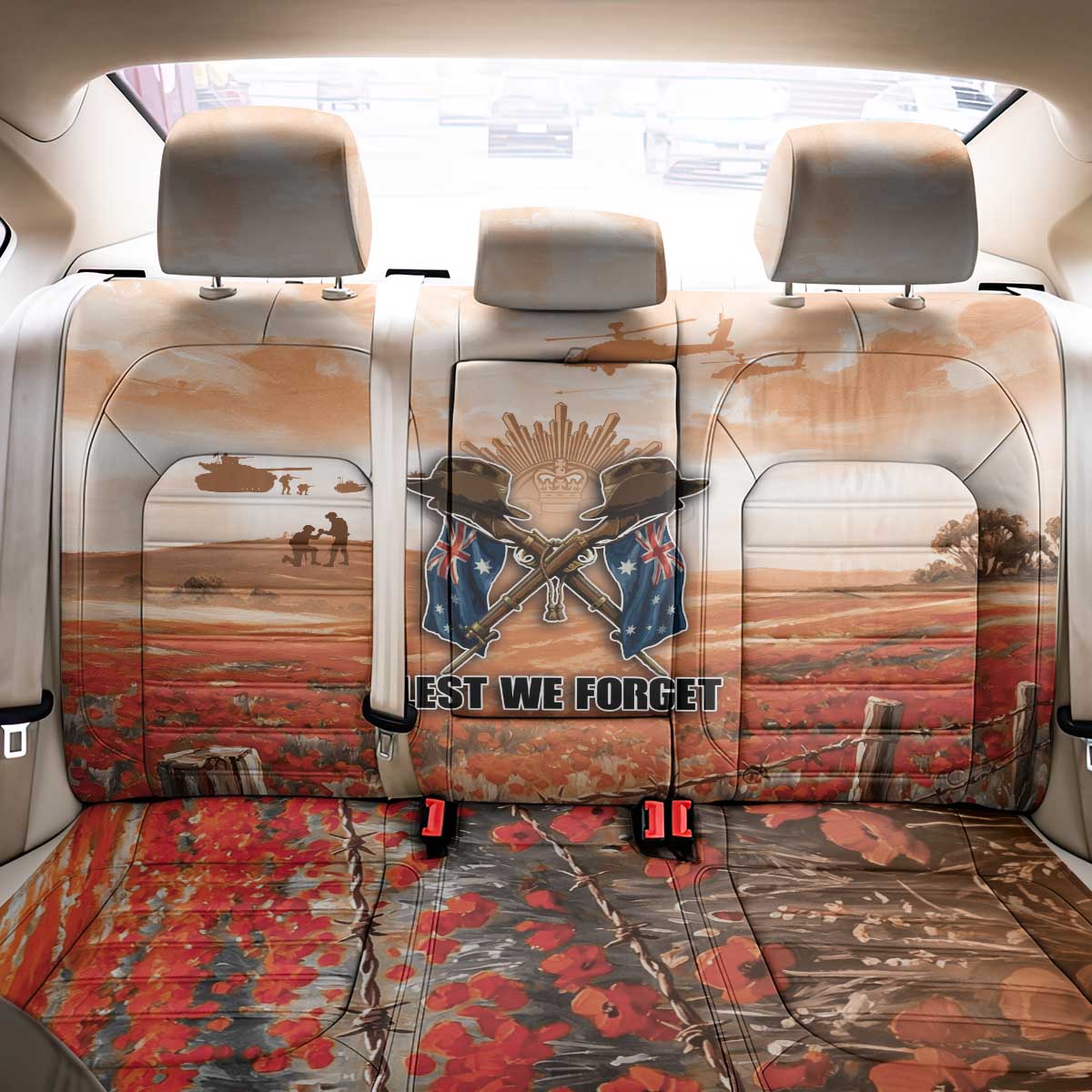 ANZAC Day Back Car Seat Cover Commemorative Soldier Tribute