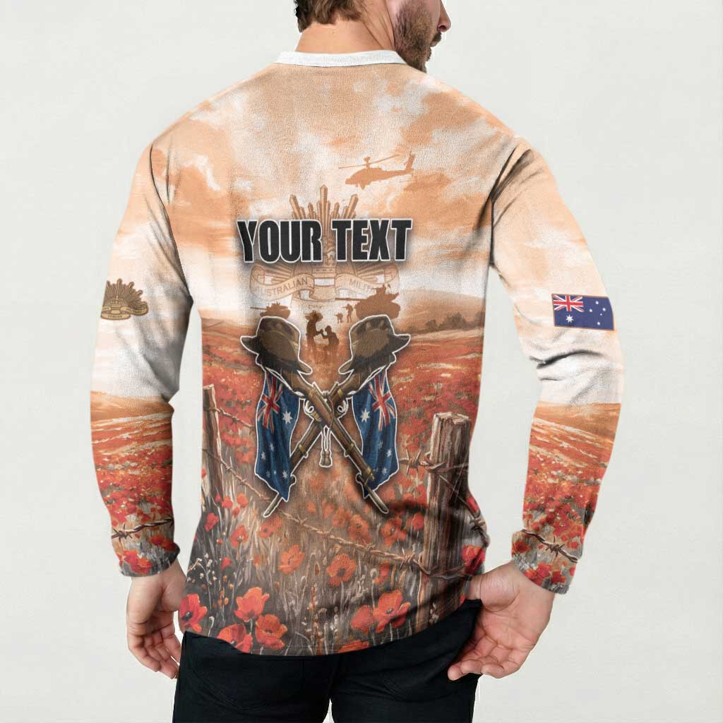 Personalised ANZAC Day Button Sweatshirt Commemorative Soldier Tribute