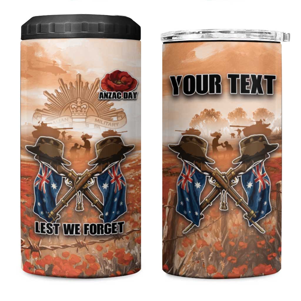 Personalised ANZAC Day 4 in 1 Can Cooler Tumbler Commemorative Soldier Tribute