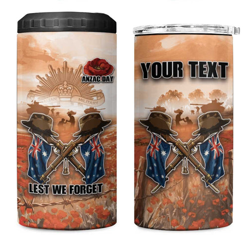 Personalised ANZAC Day 4 in 1 Can Cooler Tumbler Commemorative Soldier Tribute