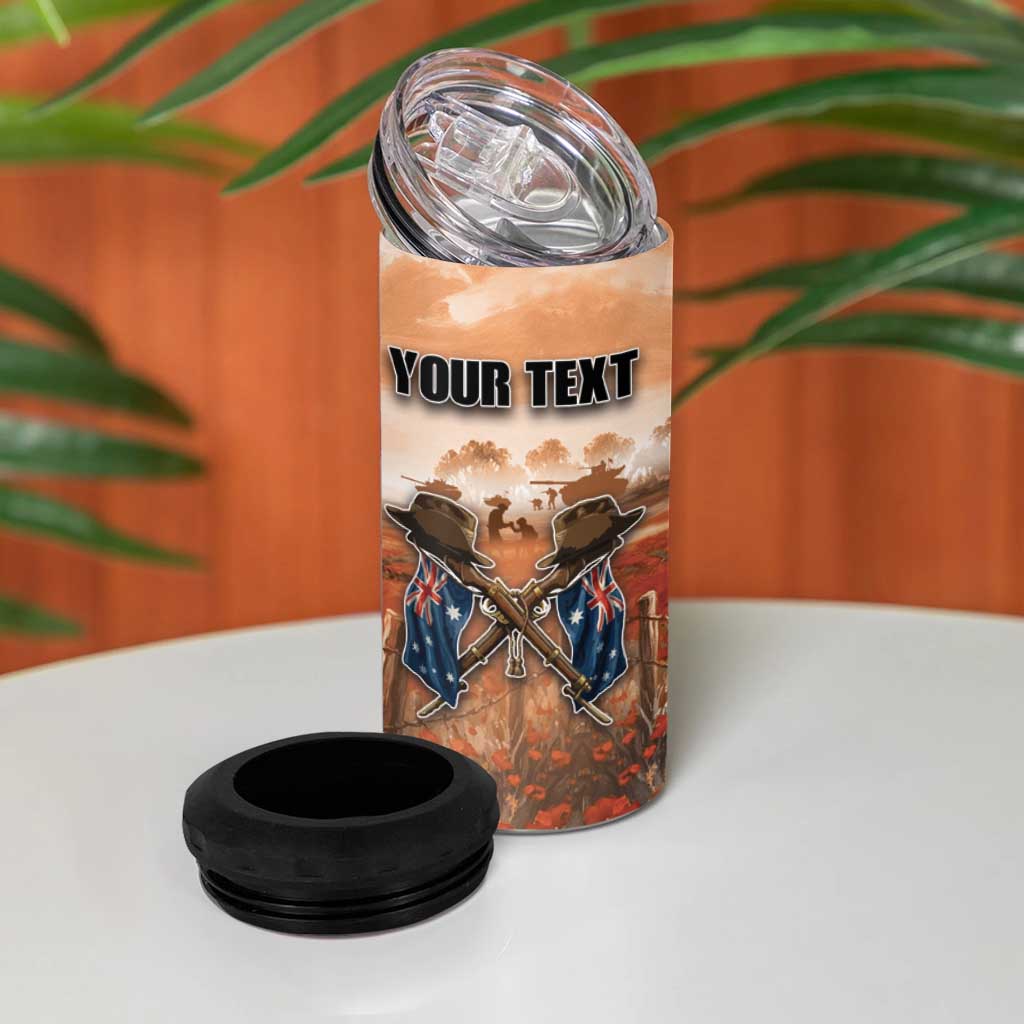Personalised ANZAC Day 4 in 1 Can Cooler Tumbler Commemorative Soldier Tribute
