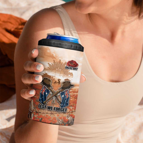 Personalised ANZAC Day 4 in 1 Can Cooler Tumbler Commemorative Soldier Tribute