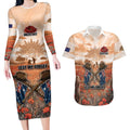 Personalised ANZAC Day Couples Matching Long Sleeve Bodycon Dress and Hawaiian Shirt Commemorative Soldier Tribute