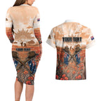 Personalised ANZAC Day Couples Matching Long Sleeve Bodycon Dress and Hawaiian Shirt Commemorative Soldier Tribute