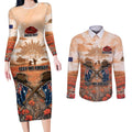 Personalised ANZAC Day Couples Matching Long Sleeve Bodycon Dress and Long Sleeve Button Shirt Commemorative Soldier Tribute