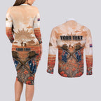 Personalised ANZAC Day Couples Matching Long Sleeve Bodycon Dress and Long Sleeve Button Shirt Commemorative Soldier Tribute