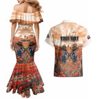 Personalised ANZAC Day Couples Matching Mermaid Dress and Hawaiian Shirt Commemorative Soldier Tribute