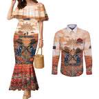 Personalised ANZAC Day Couples Matching Mermaid Dress and Long Sleeve Button Shirt Commemorative Soldier Tribute