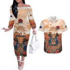 Personalised ANZAC Day Couples Matching Off The Shoulder Long Sleeve Dress and Hawaiian Shirt Commemorative Soldier Tribute