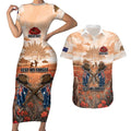 Personalised ANZAC Day Couples Matching Short Sleeve Bodycon Dress and Hawaiian Shirt Commemorative Soldier Tribute