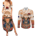 Personalised ANZAC Day Couples Matching Summer Maxi Dress and Long Sleeve Button Shirt Commemorative Soldier Tribute