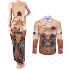 Personalised ANZAC Day Couples Matching Tank Maxi Dress and Long Sleeve Button Shirt Commemorative Soldier Tribute