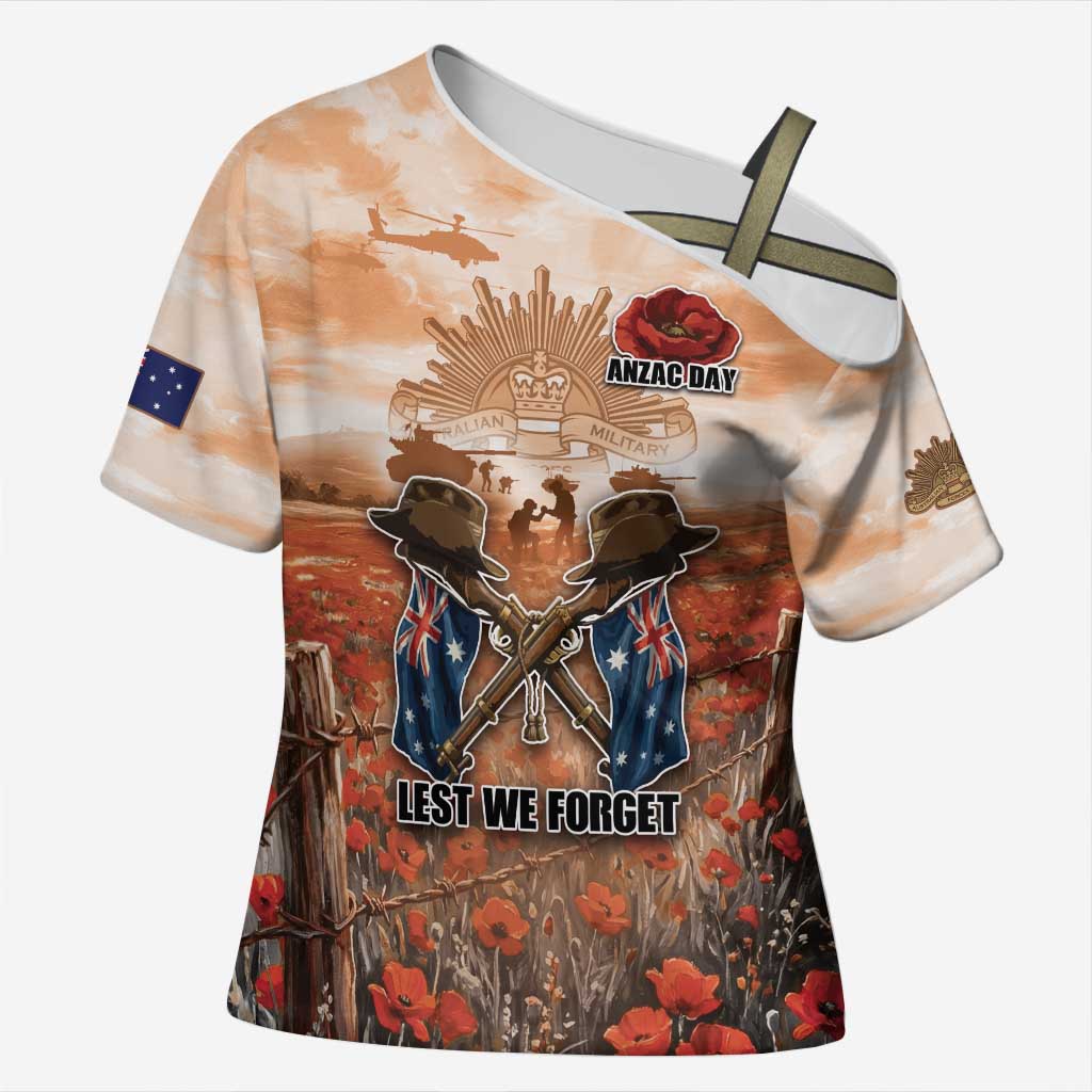Personalised ANZAC Day Cross Shoulder Shirt Commemorative Soldier Tribute