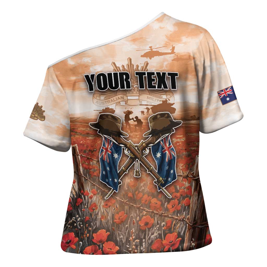 Personalised ANZAC Day Cross Shoulder Shirt Commemorative Soldier Tribute