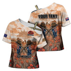 Personalised ANZAC Day Cross Shoulder Shirt Commemorative Soldier Tribute