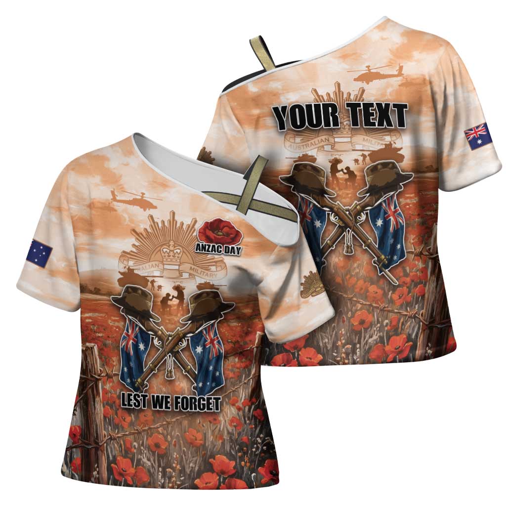 Personalised ANZAC Day Cross Shoulder Shirt Commemorative Soldier Tribute