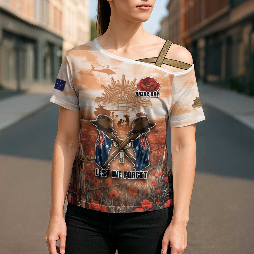 Personalised ANZAC Day Cross Shoulder Shirt Commemorative Soldier Tribute