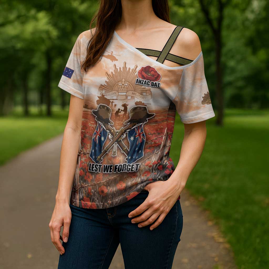 Personalised ANZAC Day Cross Shoulder Shirt Commemorative Soldier Tribute