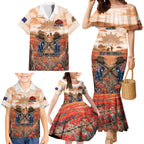 Personalised ANZAC Day Family Matching Mermaid Dress and Hawaiian Shirt Commemorative Soldier Tribute