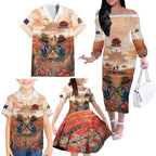 Personalised ANZAC Day Family Matching Off The Shoulder Long Sleeve Dress and Hawaiian Shirt Commemorative Soldier Tribute