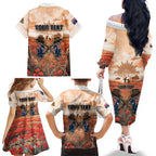 Personalised ANZAC Day Family Matching Off The Shoulder Long Sleeve Dress and Hawaiian Shirt Commemorative Soldier Tribute
