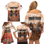 Personalised ANZAC Day Family Matching Off Shoulder Short Dress and Hawaiian Shirt Commemorative Soldier Tribute