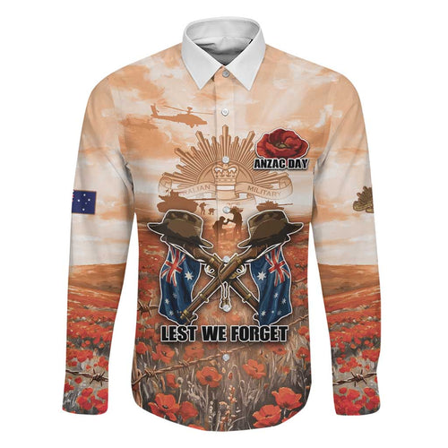 Personalised ANZAC Day Family Matching Off Shoulder Short Dress and Hawaiian Shirt Commemorative Soldier Tribute