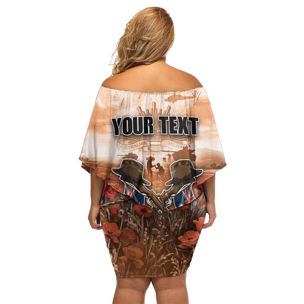 Personalised ANZAC Day Family Matching Off Shoulder Short Dress and Hawaiian Shirt Commemorative Soldier Tribute
