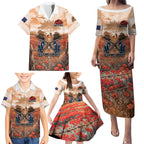 Personalised ANZAC Day Family Matching Puletasi and Hawaiian Shirt Commemorative Soldier Tribute