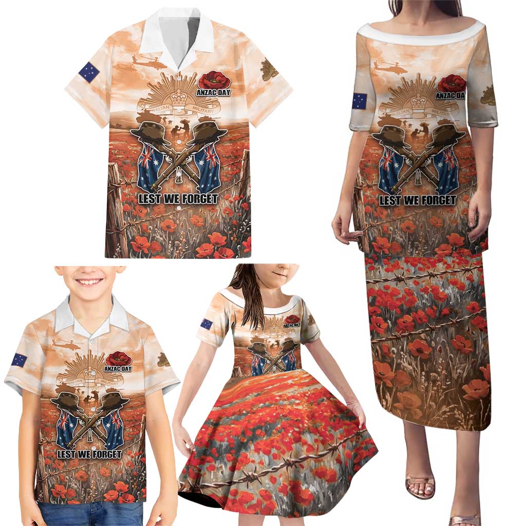 Personalised ANZAC Day Family Matching Puletasi and Hawaiian Shirt Commemorative Soldier Tribute
