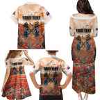 Personalised ANZAC Day Family Matching Puletasi and Hawaiian Shirt Commemorative Soldier Tribute