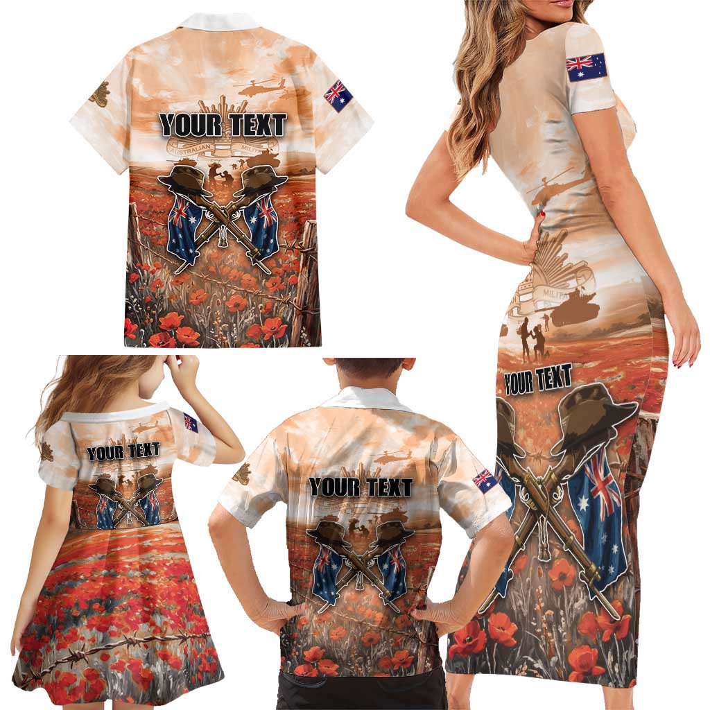 Personalised ANZAC Day Family Matching Short Sleeve Bodycon Dress and Hawaiian Shirt Commemorative Soldier Tribute