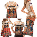 Personalised ANZAC Day Family Matching Short Sleeve Bodycon Dress and Hawaiian Shirt Commemorative Soldier Tribute