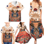 Personalised ANZAC Day Family Matching Summer Maxi Dress and Hawaiian Shirt Commemorative Soldier Tribute