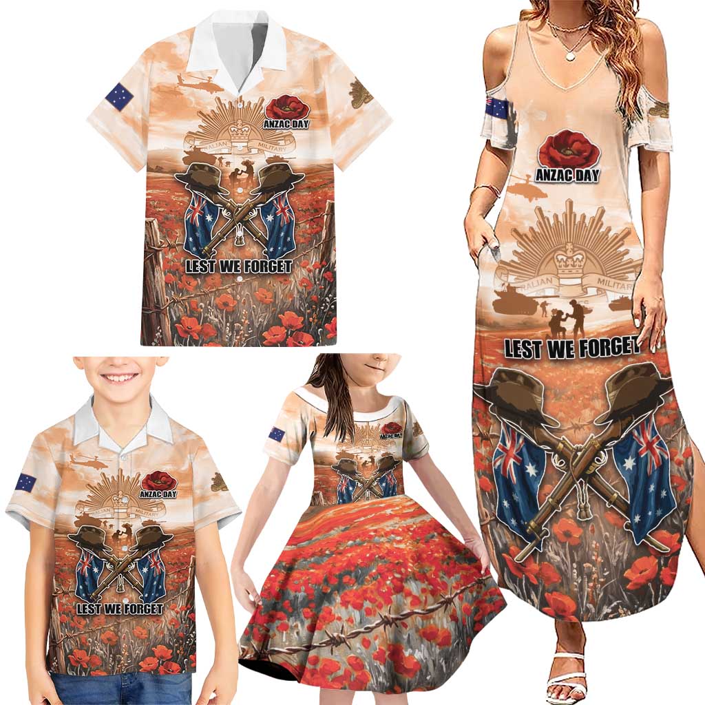 Personalised ANZAC Day Family Matching Summer Maxi Dress and Hawaiian Shirt Commemorative Soldier Tribute