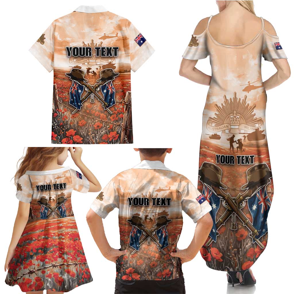 Personalised ANZAC Day Family Matching Summer Maxi Dress and Hawaiian Shirt Commemorative Soldier Tribute
