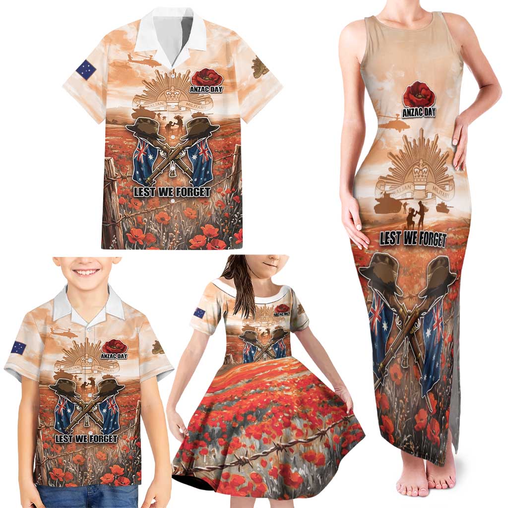 Personalised ANZAC Day Family Matching Tank Maxi Dress and Hawaiian Shirt Commemorative Soldier Tribute